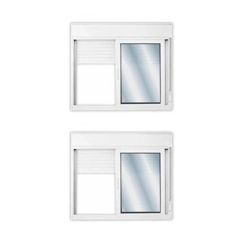 Kit com 2 Janelas de Alumínio Persiana Integrada 140x150cm com Vidro Liso Linha Solida MGM Branco