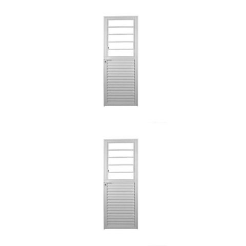 Kit com 2 Portas de Alumínio Basculante 210x80cm com Vidro Mini Boreal Soft Plus MGM Branco