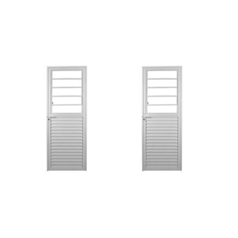 Kit com 2 Portas de Alumínio Basculante 210x80cm com Vidro Liso Soft Plus MGM Branco
