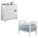 Ver imagem 1 de Berço Americano Lila e Cômoda Infantil Ane Branco Brilho – Phoenix Baby