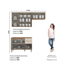 Cozinha Compacta 3 Peças com Aéreo 3 Portas Requinte Espresso Móveis - 2