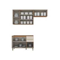 Cozinha Compacta 3 Peças com Aéreo 3 Portas Requinte Espresso Móveis - 3