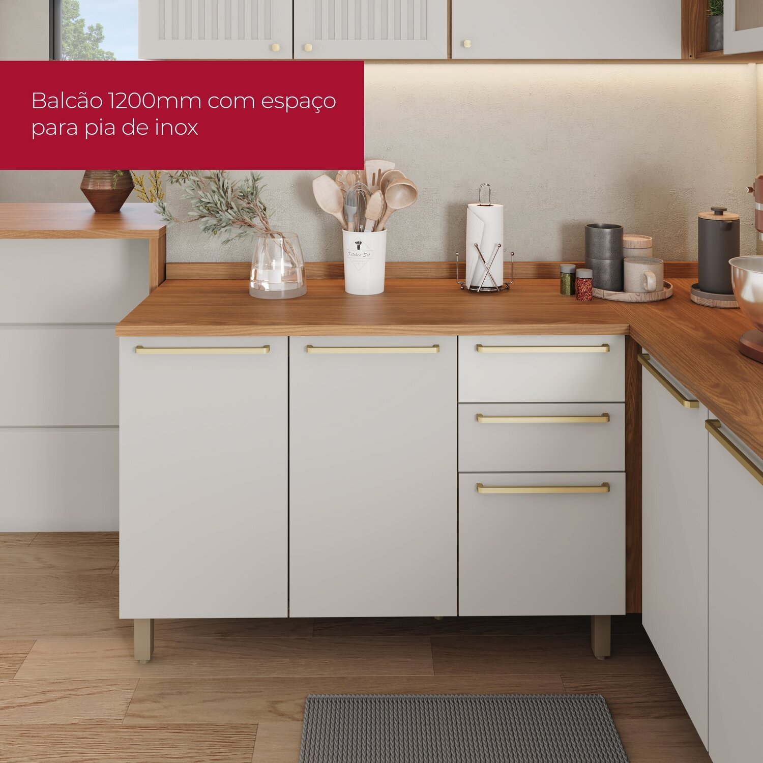 Cozinha Compacta 4 Peças com Aéreo e Balcão Espresso Móveis - 12