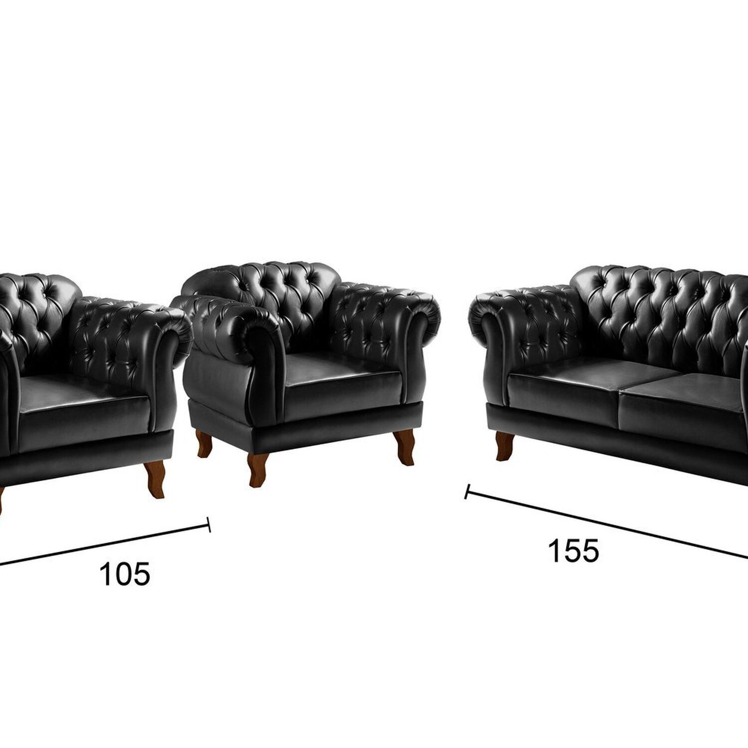 Conjunto Sofá Duquesa Chesterfield 2 Lugares e 2 Poltronas - 3