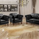 Ver imagem 1 de Conjunto Sofá Duquesa Chesterfield Lugares e 2 Poltronas Preto
