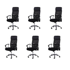 Kit 6 Cadeiras Escritorio Presidente com Relax Tela Mesh Corino 3307
