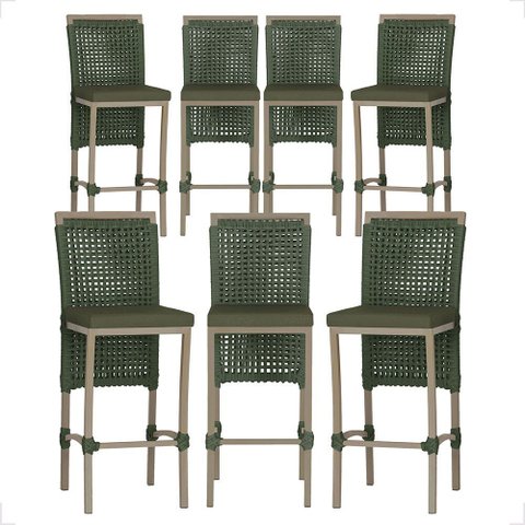 7 Banqueta em Alumínio Roma Fendi Corda Náutica Tecido 13