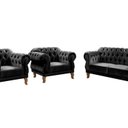 Ver imagem 2 de Conjunto Sofá Duquesa Chesterfield Lugares e 2 Poltronas Preto