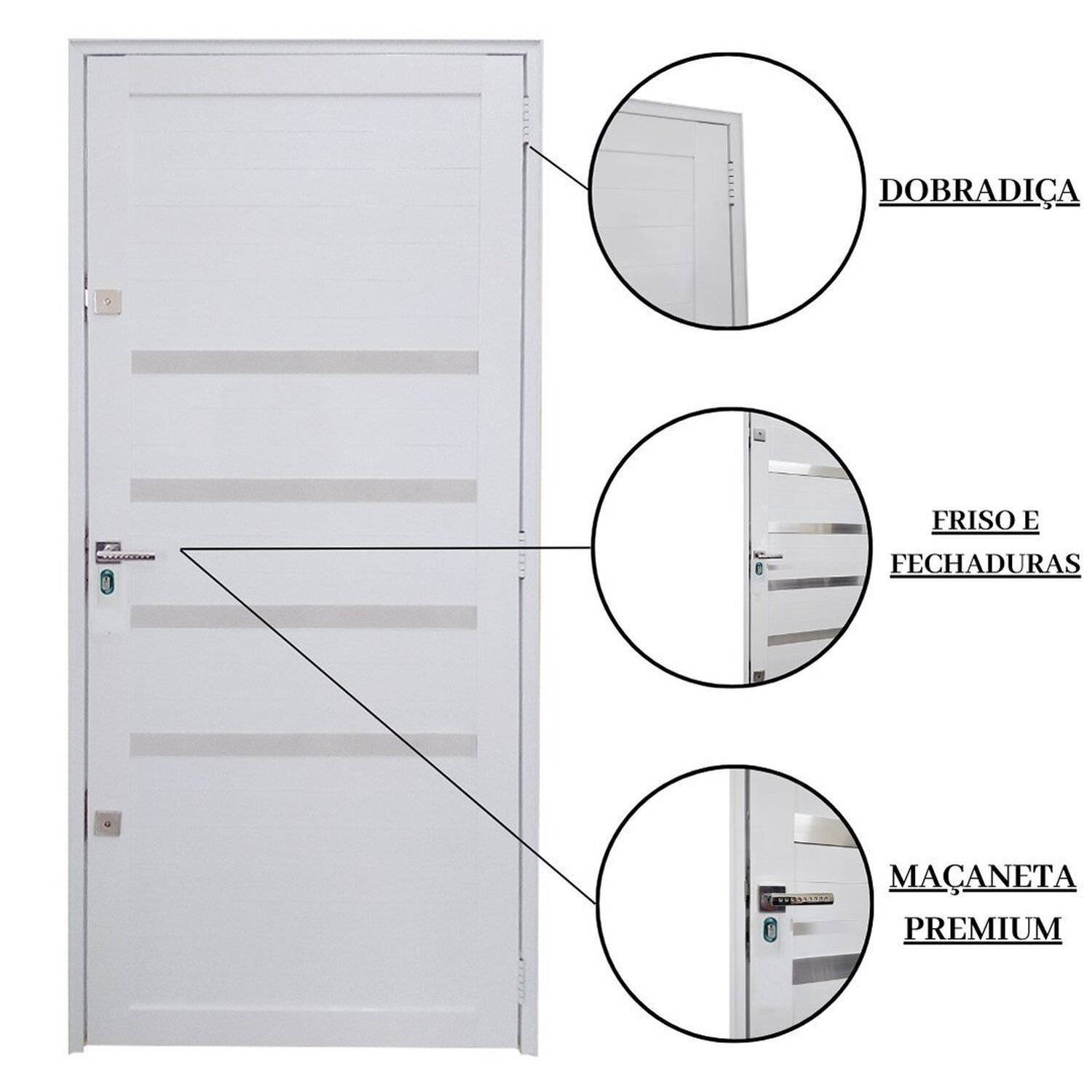 Porta Lambril com Maçaneta 2 Fechaduras Tetras com Friso Linha