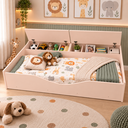 Ver imagem 3 de Cama Juvenil Infantil Montessoriana com 2 Baús Flora Rosa