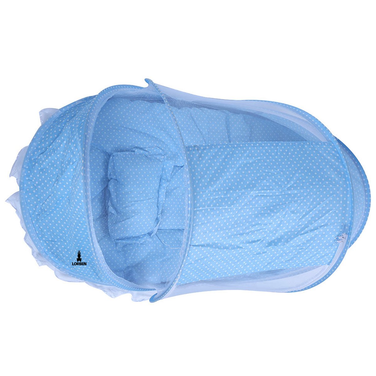 Berço Portátil Tenda Bebê com Mosquiteiro Cama 3 Peças Menino Azul Lorben - 6