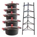 Ver imagem 1 de Jogo Caçarola Silicone Vermelho T/V 16 ao 24cm e Paneleiro