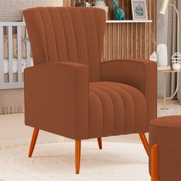 Poltrona Decorativa Melody com Pés Palito Bouclê Terracota - Desk Design - 6