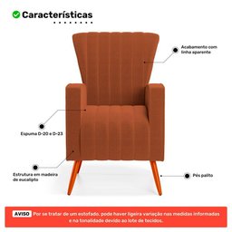 Poltrona Decorativa Melody com Pés Palito Bouclê Terracota - Desk Design - 3