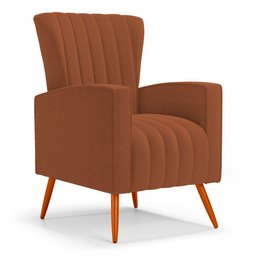 Poltrona Decorativa Melody com Pés Palito Bouclê Terracota - Desk Design - 1