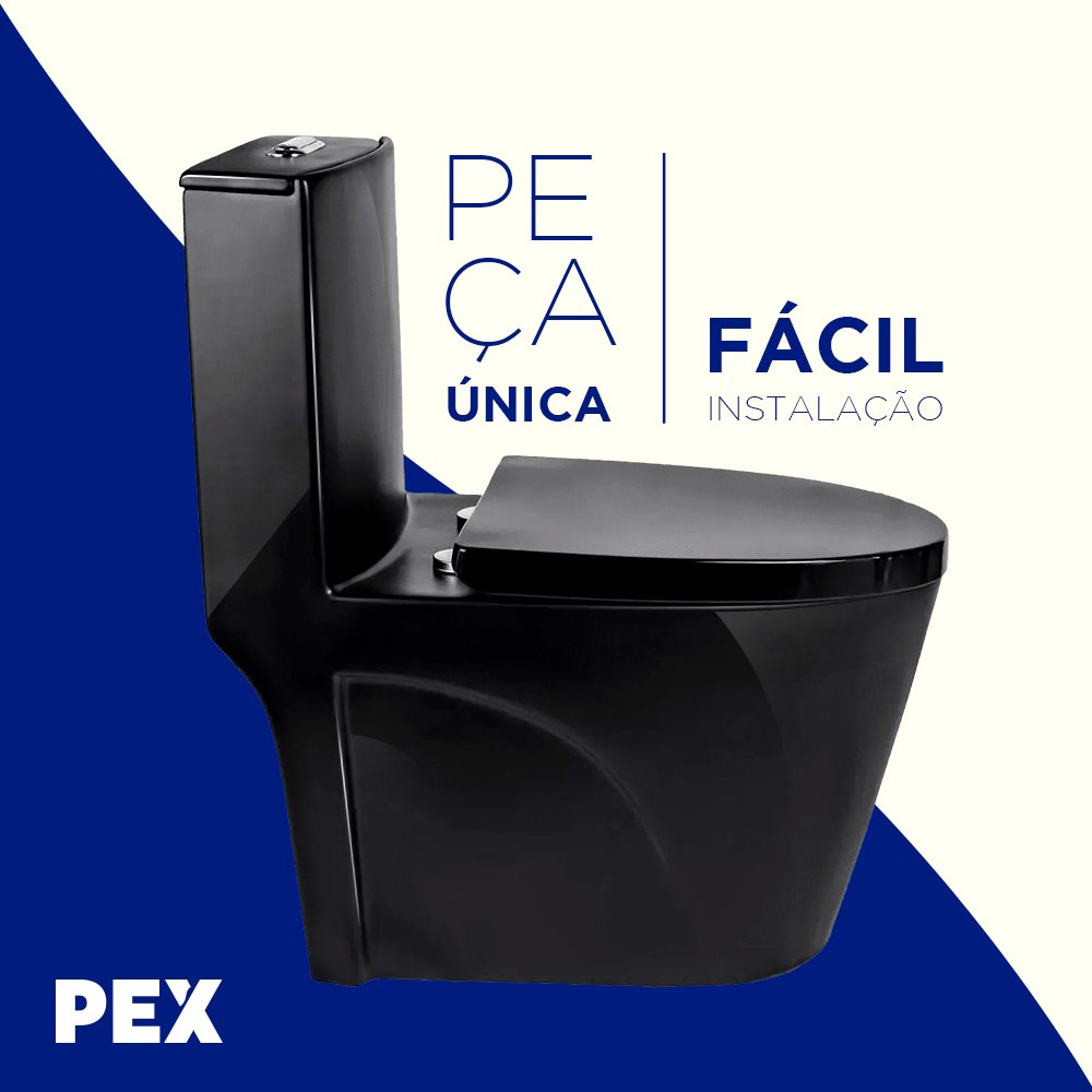 Vaso Sanitário Monobloco Preto Pex Magnus Produzido em Cerâmica - 4