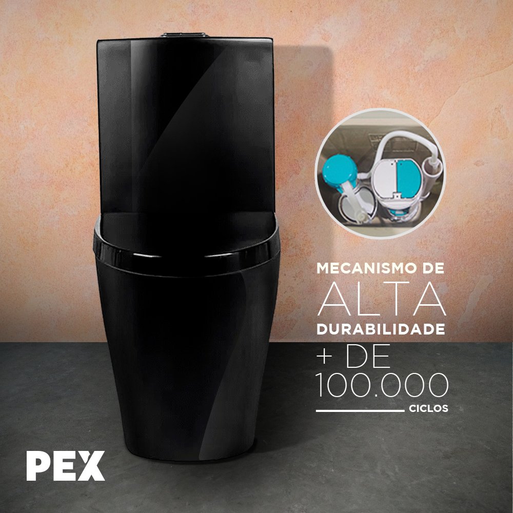 Vaso Sanitário Monobloco Preto Pex Magnus Produzido em Cerâmica - 5