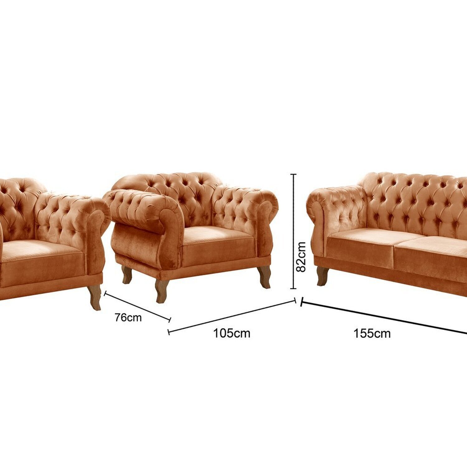 Conjunto Sofá Duquesa Chesterfield 2 Lugares e 2 Poltronas - 3