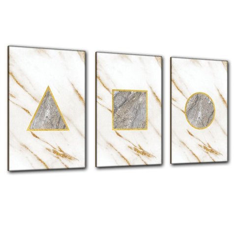 Kit Placas Quadros Decorativos 3 Pçs Mdf 20x30 Forma Mármore 