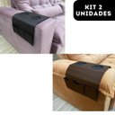 Ver imagem 4 de Kit 2 Bandejas Preto e Marrom Com Porta Copos e Bolsos