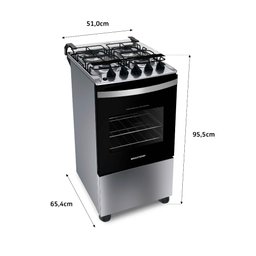Fogão Brastemp 4 Bocas Inox com Duas Prateleiras com Alturas Ajustáveis - BFO4NBR Bivolt - 3 Fogão Brastemp 4 Bocas Inox com Duas Prateleiras com Alturas Ajustáveis - BFO4NBR Bivolt - 3