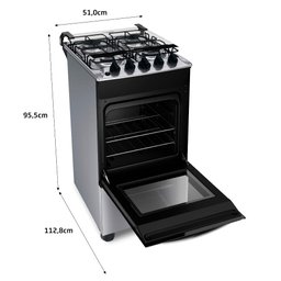 Fogão Brastemp 4 Bocas Inox com Duas Prateleiras com Alturas Ajustáveis - BFO4NBR Bivolt - 5 Fogão Brastemp 4 Bocas Inox com Duas Prateleiras com Alturas Ajustáveis - BFO4NBR Bivolt - 5