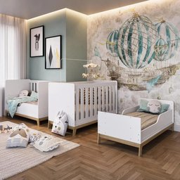 Berço 3 em 1 Mini Cama Sofá Certificado Inmetro Favo de Mel 001 Branco - Completa Móveis - 3