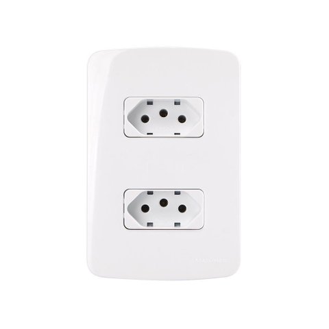 Tomada Dupla Margirius B3 2p+t 10a com Placa 4x2 Branca