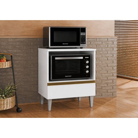 Balcão Multifuncional 2 Portas Forno Micro Cozinha Alinne