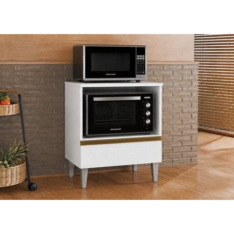 Balcão Armário de Cozinha Multiuso 1 Gaveta para Forno e Micro-Ondas 60cm Alinne