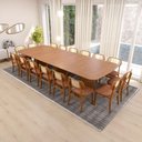 Ver imagem 1 de Conjunto Mesa Celebra 360x135cm com 16 Cadeiras Organik Tampo em MDF Assento Corano Marrom Mescla