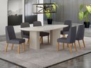 Ver imagem 7 de Conjunto Sala de Jantar Ísis 2,00m com 6 Cadeiras Tampo Orgânico Off White c/ Vidro Off White/Linho