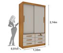 Ver imagem 4 de Guarda Roupa Casal Chicago 2 Portas 6 Gavetas S/espelho Tcil Cinamomo/off White