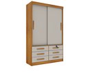 Ver imagem 1 de Guarda Roupa Casal Chicago 2 Portas 6 Gavetas S/espelho Tcil Cinamomo/off White