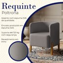 Ver imagem 2 de Poltrona Requinte em Linho Pés de Madeira Encosto Curvo Sala Moderna Elegante Luxo - Cinza Escuro