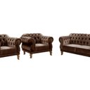 Ver imagem 2 de Conjunto Sofá Duquesa Chesterfield Lugares e 2 Poltronas Marrom