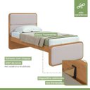 Ver imagem 4 de Kit Quarto Infantil com Cama Solteiro Corino e Cômoda 8 Gavetas Loop Bege Amêndoa Clean/Off White