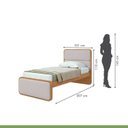 Ver imagem 3 de Kit Quarto Infantil com Cama Solteiro Corino e Cômoda 8 Gavetas Loop Bege Amêndoa Clean/Off White