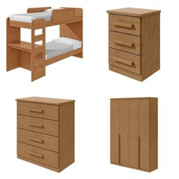 Quarto Infantil com Beliche Olga Cômoda e Criado Baião e Guarda-roupa Alonzo - 2