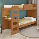 Ver imagem 5 de Conjunto Quarto Infantil com Beliche Escrivaninha Cômoda e Guarda-Roupa Marrom Amêndoa Clean