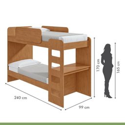 Quarto Infantil com Beliche Olga Cômoda e Criado Baião e Guarda-roupa Alonzo - 11