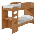 Ver imagem 3 de Conjunto Quarto Infantil com Beliche Escrivaninha Cômoda e Guarda-Roupa Marrom Amêndoa Clean