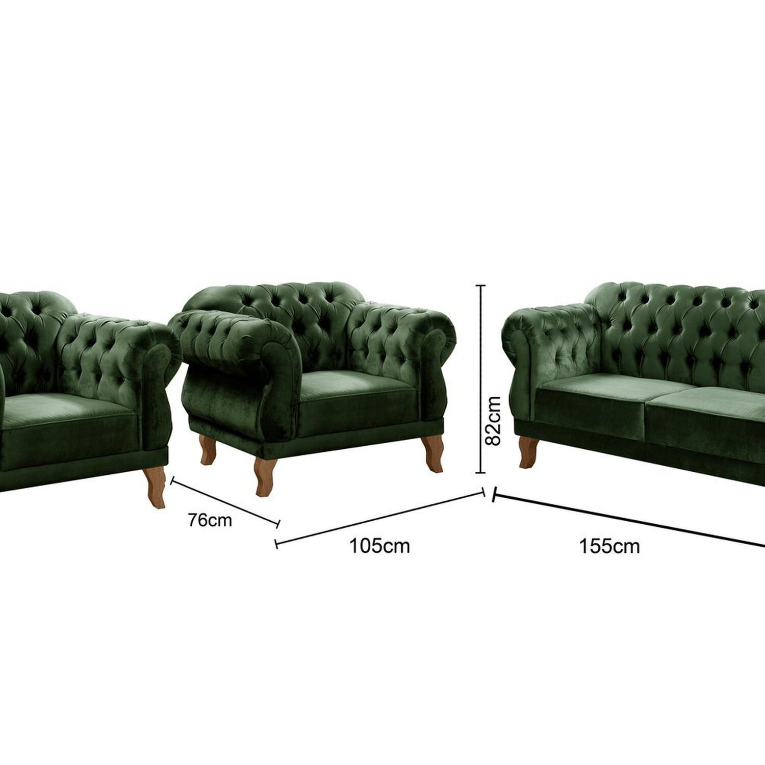 Conjunto Sofá Duquesa Chesterfield 2 Lugares e 2 Poltronas - 3