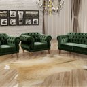Ver imagem 1 de Conjunto Sofá Duquesa Chesterfield Lugares e 2 Poltronas Verde