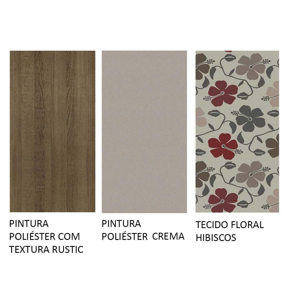 Conjunto Sala de Jantar Mesa Tampo de Vidro 4 Cadeiras Rustic/crema/hibiscos Tifani Madesa - 10