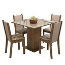 Ver imagem 2 de Conjunto Sala de Jantar Mesa Tampo de Vidro 4 Cadeiras Rustic/crema/hibiscos Tifani Madesa