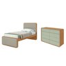 Quarto Infantil com Cama Solteiro Loop Tecido Boucle e Cômoda 8 Gavetas 152x48x96cm Loop - 1