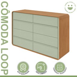 Quarto Infantil com Cama Solteiro Loop Tecido Boucle e Cômoda 8 Gavetas 152x48x96cm Loop - 13