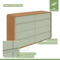 Quarto Infantil com Cama Solteiro Loop Tecido Boucle e Cômoda 8 Gavetas 152x48x96cm Loop - 14