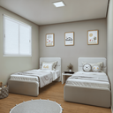 Ver imagem 1 de Kit 2 Camas de Solteiro Infantil com Cabeceira Estofada Corino Loop Branco